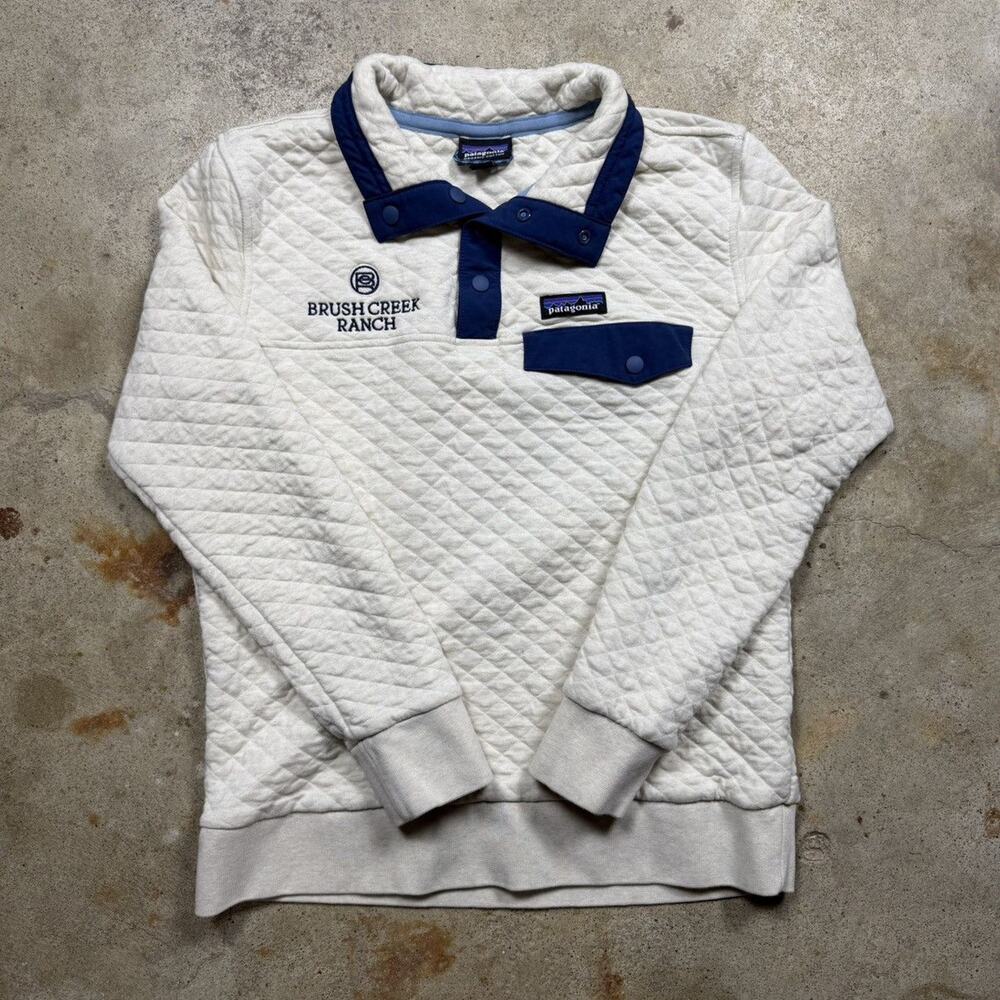 Beige White Patagonia Outdoors Quilted Quarter Zip Size XS